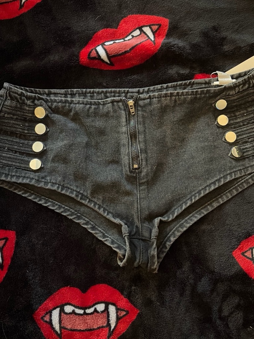 High-Rise Black Denim Button-Accent Women’s Shorts